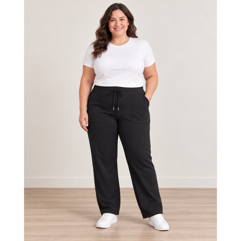 Mondetta Women's XXL Black High Rise Straight Leg Stretch Pants NWT 30" Inseam